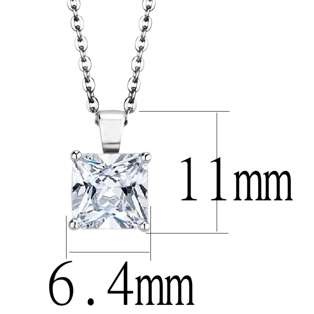 LO4173 - Rhodium Brass Chain Pendant with AAA Grade CZ in Clear