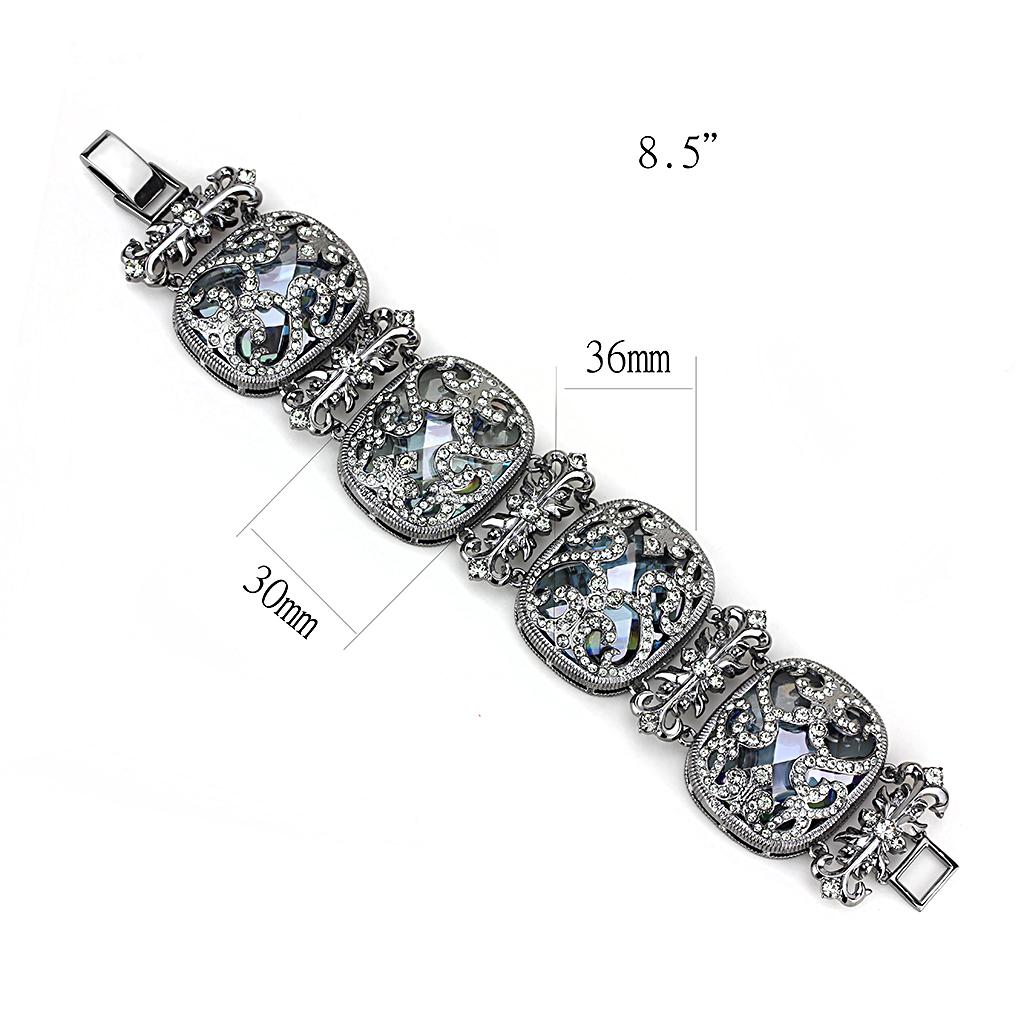 LO4225 - TIN Cobalt Black Brass Bracelet with AAA Grade CZ in Clear