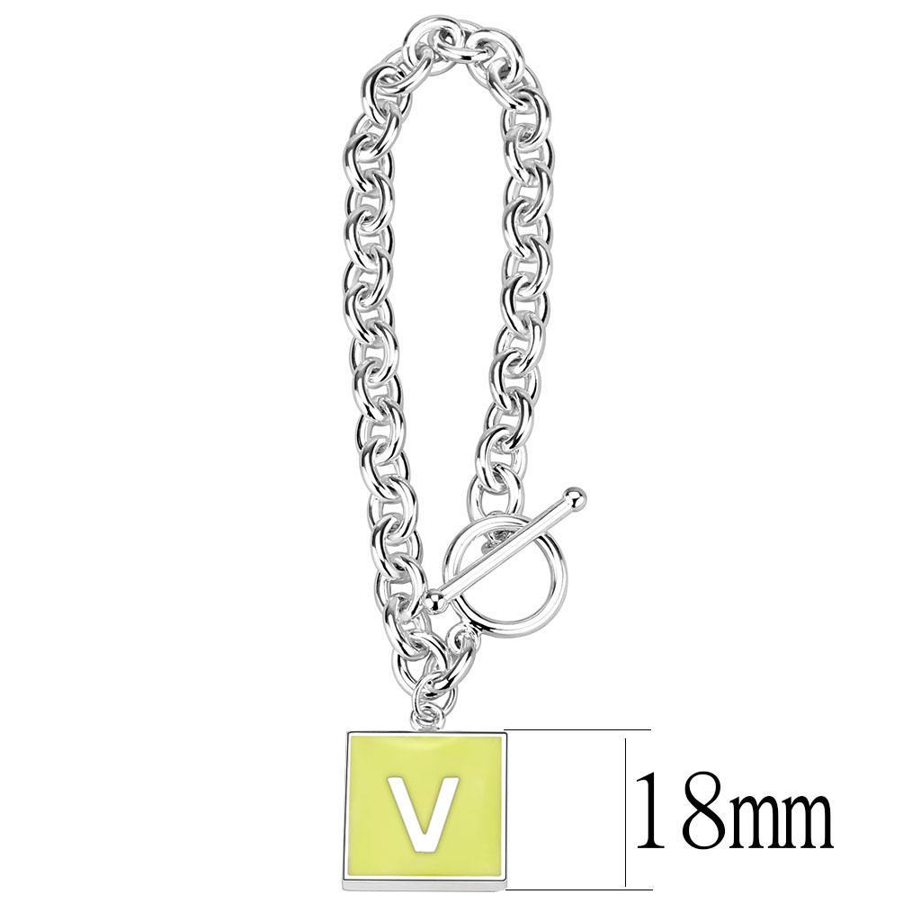 LO4643 - High-Polished Brass Bracelet with Epoxy in Emerald