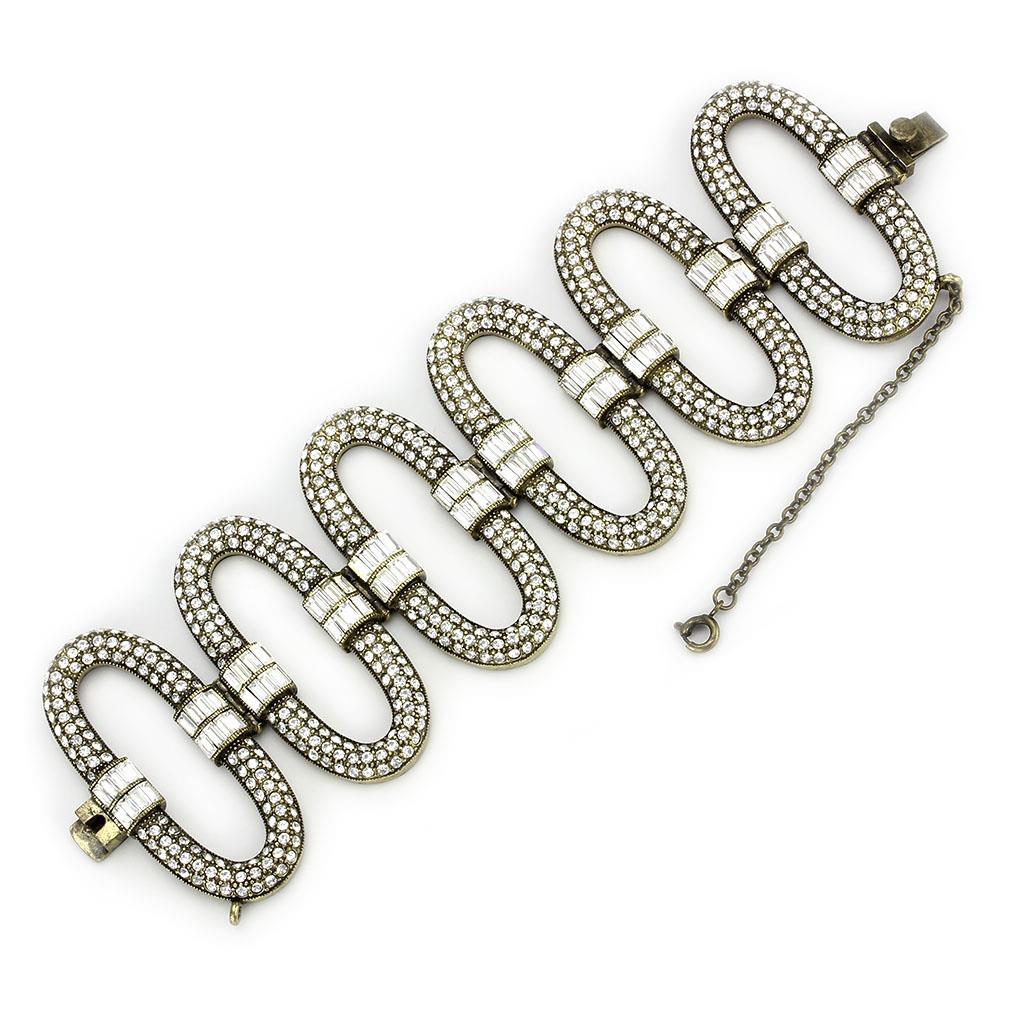 LO4657 - Antique Copper White Metal Bracelet with Top Grade Crystal in Clear