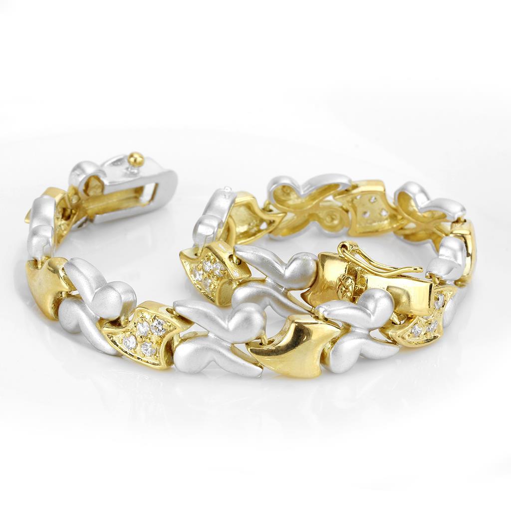 LO4736 - Gold+Rhodium Brass Bracelet with AAA Grade CZ in Clear