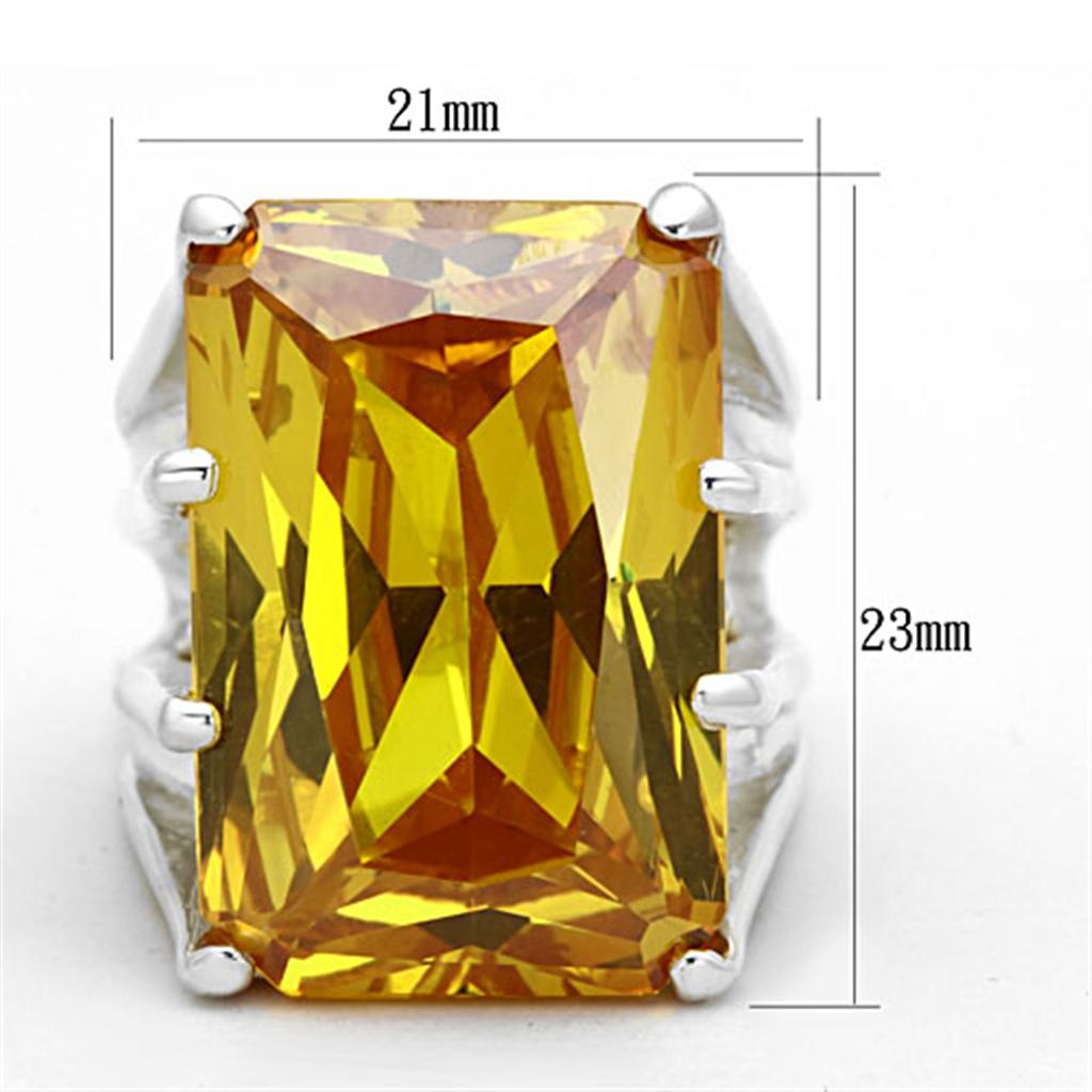 LOS665 - Silver 925 Sterling Silver Ring with AAA Grade CZ in Topaz