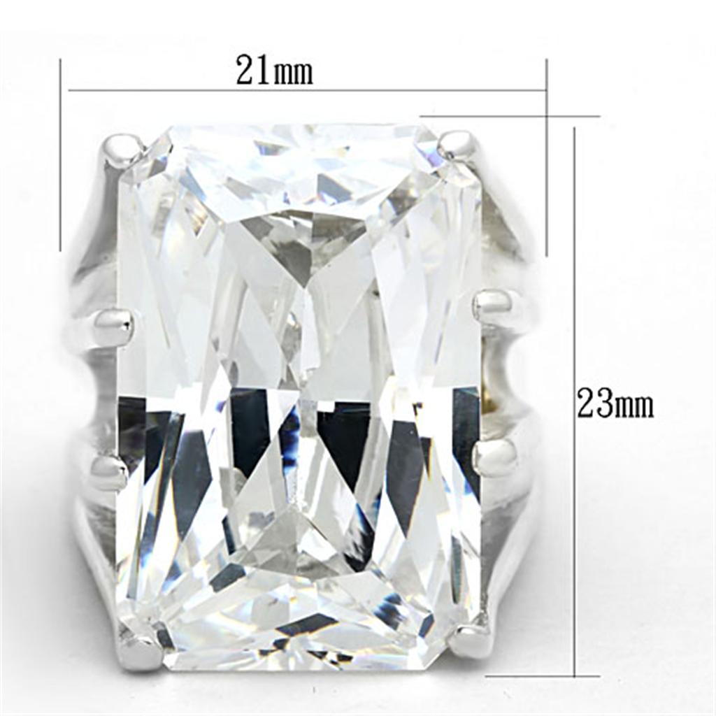 LOS666 - Silver 925 Sterling Silver Ring with AAA Grade CZ in Clear