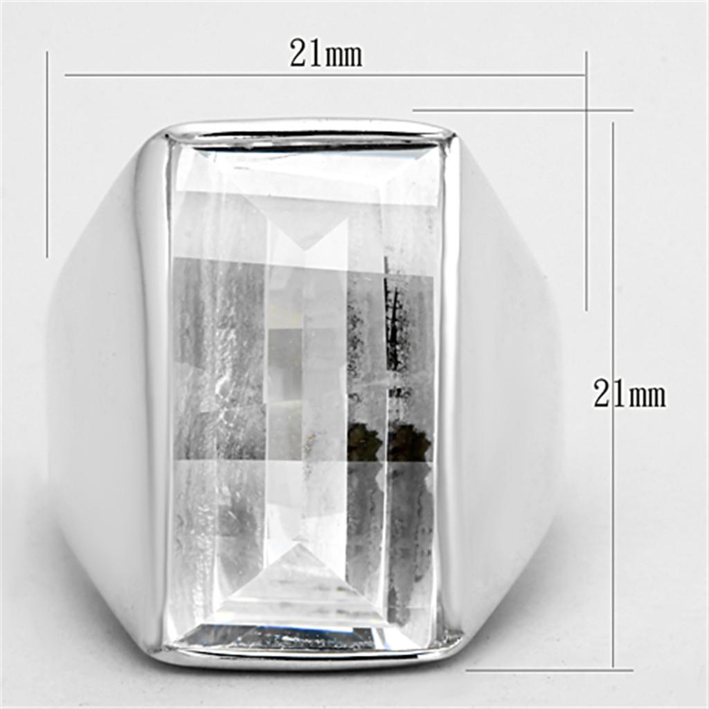 LOS690 - Silver 925 Sterling Silver Ring with AAA Grade CZ in Clear