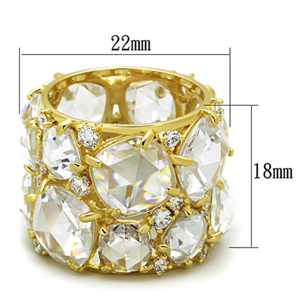 LOS765 - Gold 925 Sterling Silver Ring with AAA Grade CZ in Clear