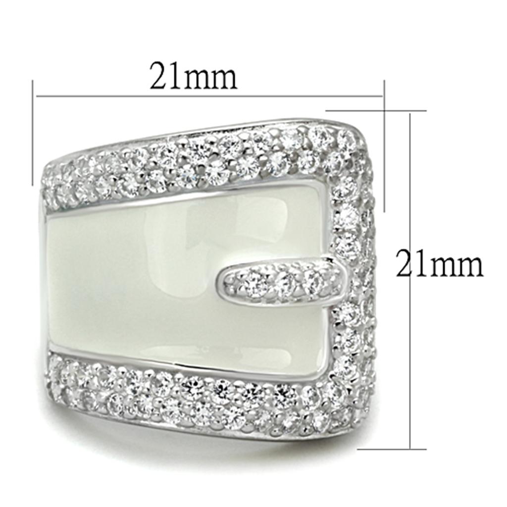 LOS804 - Rhodium 925 Sterling Silver Ring with AAA Grade CZ in Clear