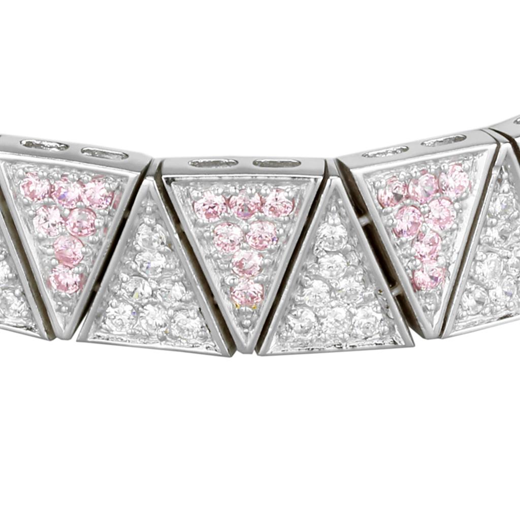 LOS845 - Rhodium 925 Sterling Silver Bracelet with AAA Grade CZ in Rose
