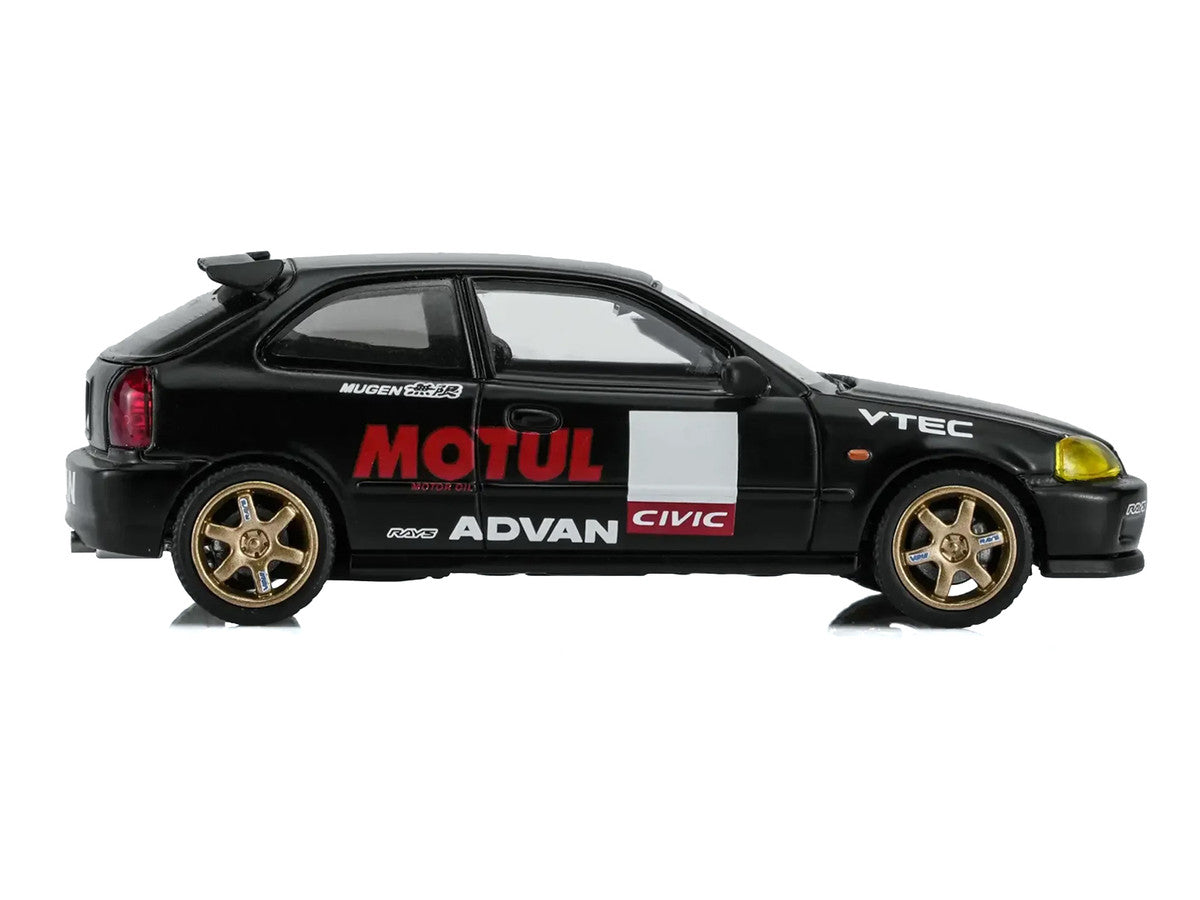 Honda Civic Type R (EK9) RHD (Right Hand Drive) "No Good Racing - Motul" Matt Black 1/64 Diecast Model Car by MotorHelix
