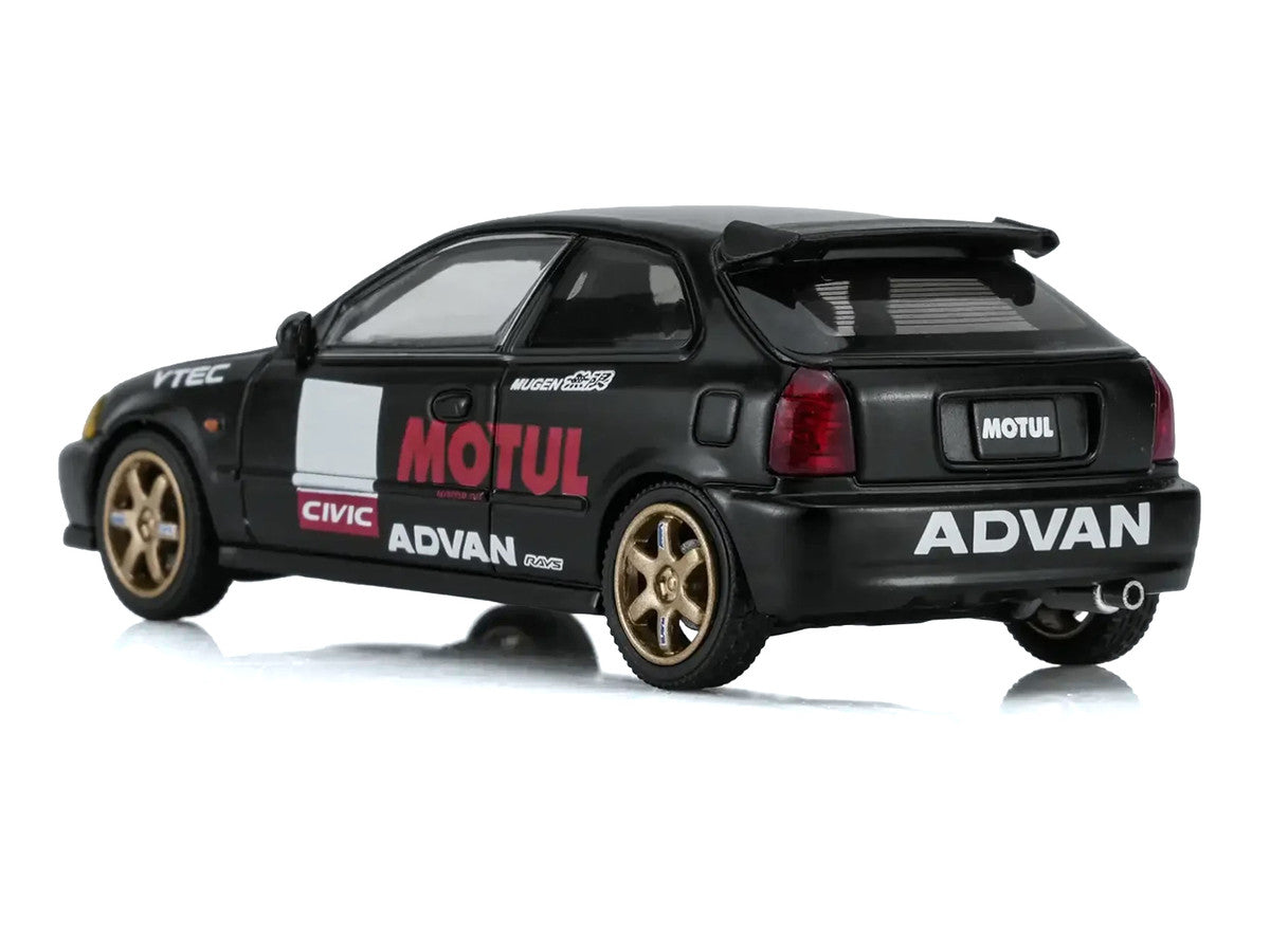 Honda Civic Type R (EK9) RHD (Right Hand Drive) "No Good Racing - Motul" Matt Black 1/64 Diecast Model Car by MotorHelix