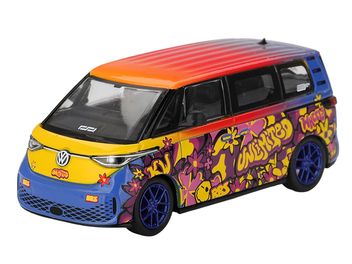 Volkswagen ID.Buzz Van "KW/BBS" Floral Graffiti Livery Limited Edition 1/64 Diecast Model Car by Mini GT