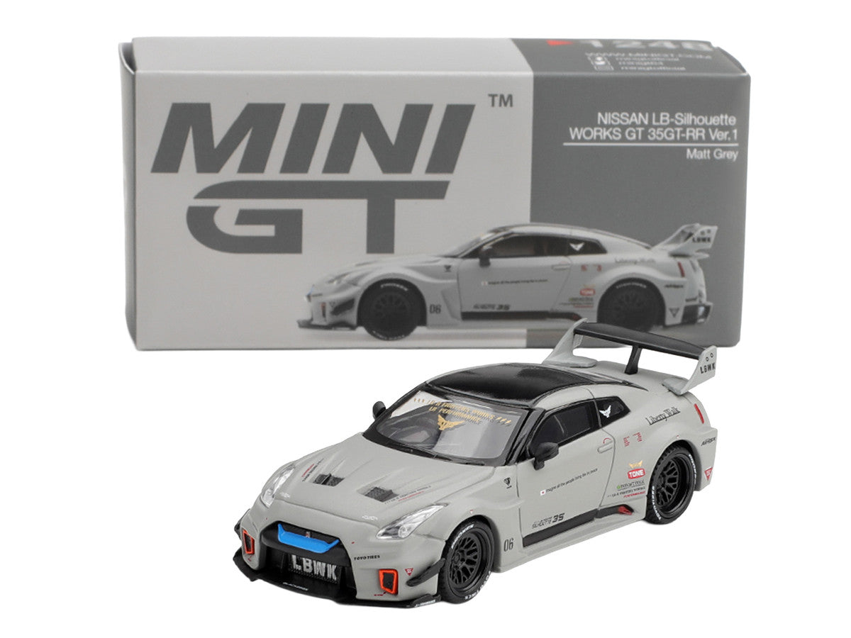 Nissan 35GT-RR Ver.1 "LB-Silhouette Works GT" Matt Gray with Black Top Limited Edition 1/64 Diecast Model Car by Mini GT