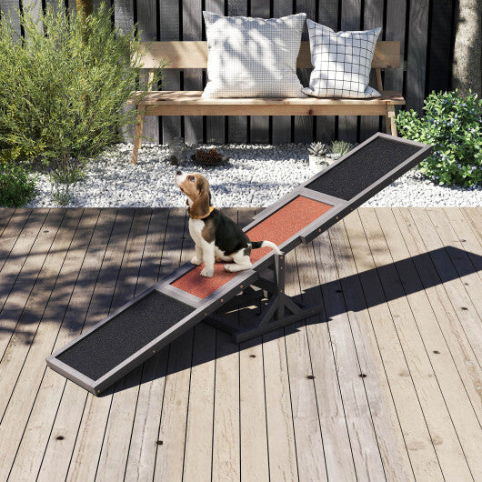 Wooden Dog Agility Seesaw Dog Outdoor Run Game Toy for Obstacle Courses-White