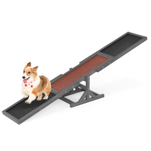Wooden Dog Agility Seesaw Dog Outdoor Run Game Toy for Obstacle Courses-White