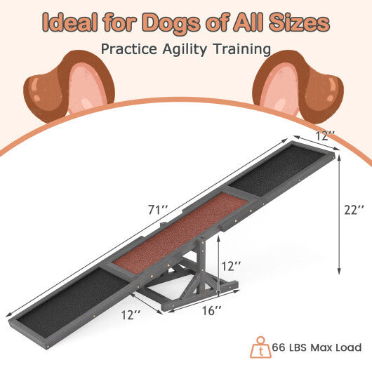 Wooden Dog Agility Seesaw Dog Outdoor Run Game Toy for Obstacle Courses-White
