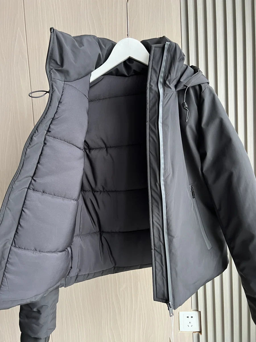 ETJ 2025 Autumn/Winter New women's short imitation wind waterproof hooded thick warm cotton jacket Outdoor coat 4749703