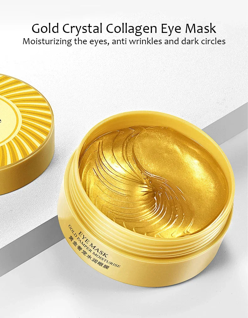 120pcs BIOAQUA Gold Crystal Collagen Eye Mask Anti Dark Circles Anti-Wrinkles Seaweed Moisturizing Eye Patches Eyes Skin Care