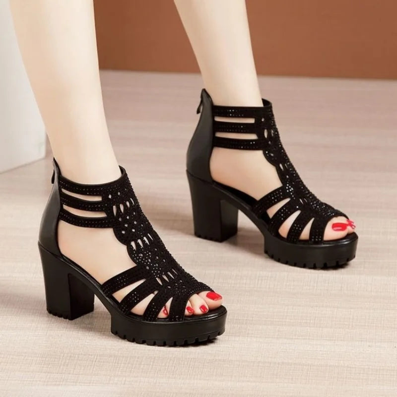 New Women's Fish Mouth Shoes Wedges Hollow Out Anti slip Sandals Ladies Casual Low Heel Sandals Fashion open toe Mujer Footwear
