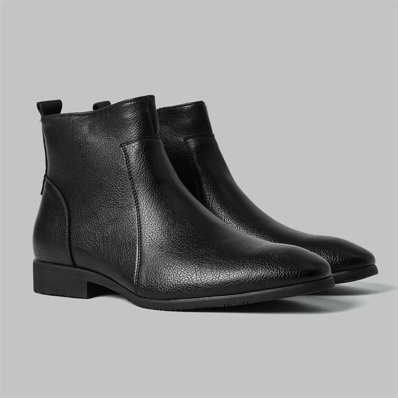 Winter New Men Business Boots Black Red Simple Slim Fit Soft Leather Boots Casual and Fashionable Chelsea Boots 38-46 Men Boots