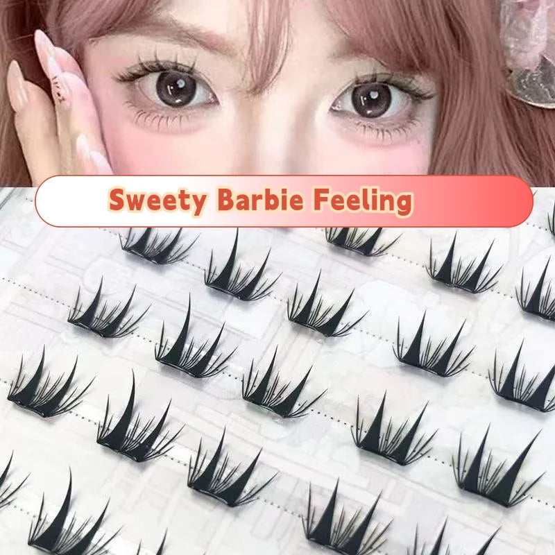MJ Self Adhesive DIY Lashes No Glue Needed Reusable Bottom Lash Fluffy Cluster Eyelash Korean DIY Manga Lash Extension At Home