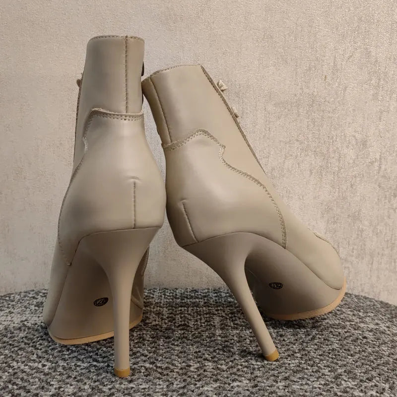 Genuine leather Customizable boots European Style Sexy Thin High Heel Jazz Dance Sandal for Women Open Toe Ladies Dancing Shoes