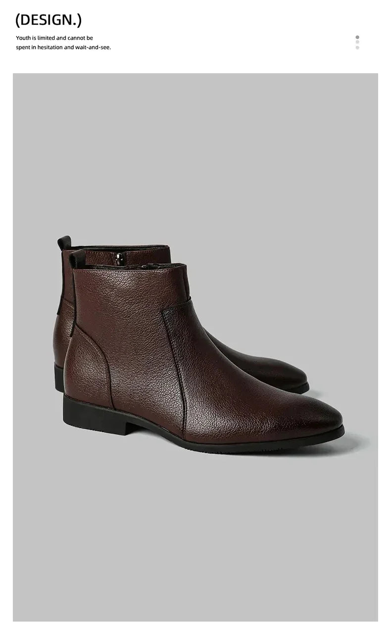 Winter New Men Business Boots Black Red Simple Slim Fit Soft Leather Boots Casual and Fashionable Chelsea Boots 38-46 Men Boots