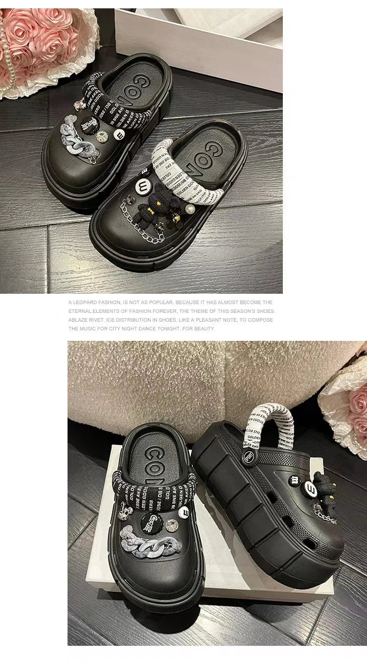 Fashion Charms Clogs New Arrival Thick Sole Outdoor Women Slippers High Quality Summer Beach Sandals For Girls