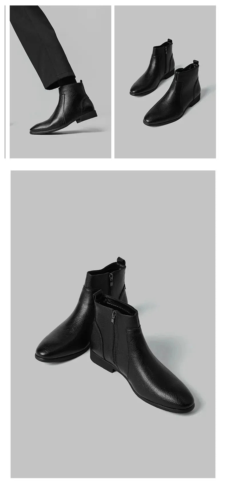 Winter New Men Business Boots Black Red Simple Slim Fit Soft Leather Boots Casual and Fashionable Chelsea Boots 38-46 Men Boots