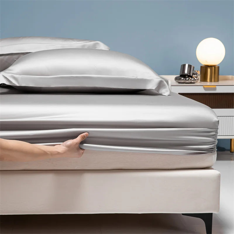 Luxury 100% Bamboo Bed Sheet Set with Fitted Sheets Flat Bedsheet Pillowcase Double Queen King Size Bedding Sets Smooth Silky