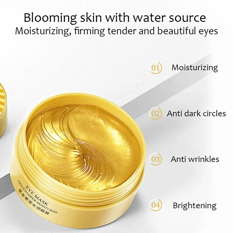 120pcs BIOAQUA Gold Crystal Collagen Eye Mask Anti Dark Circles Anti-Wrinkles Seaweed Moisturizing Eye Patches Eyes Skin Care
