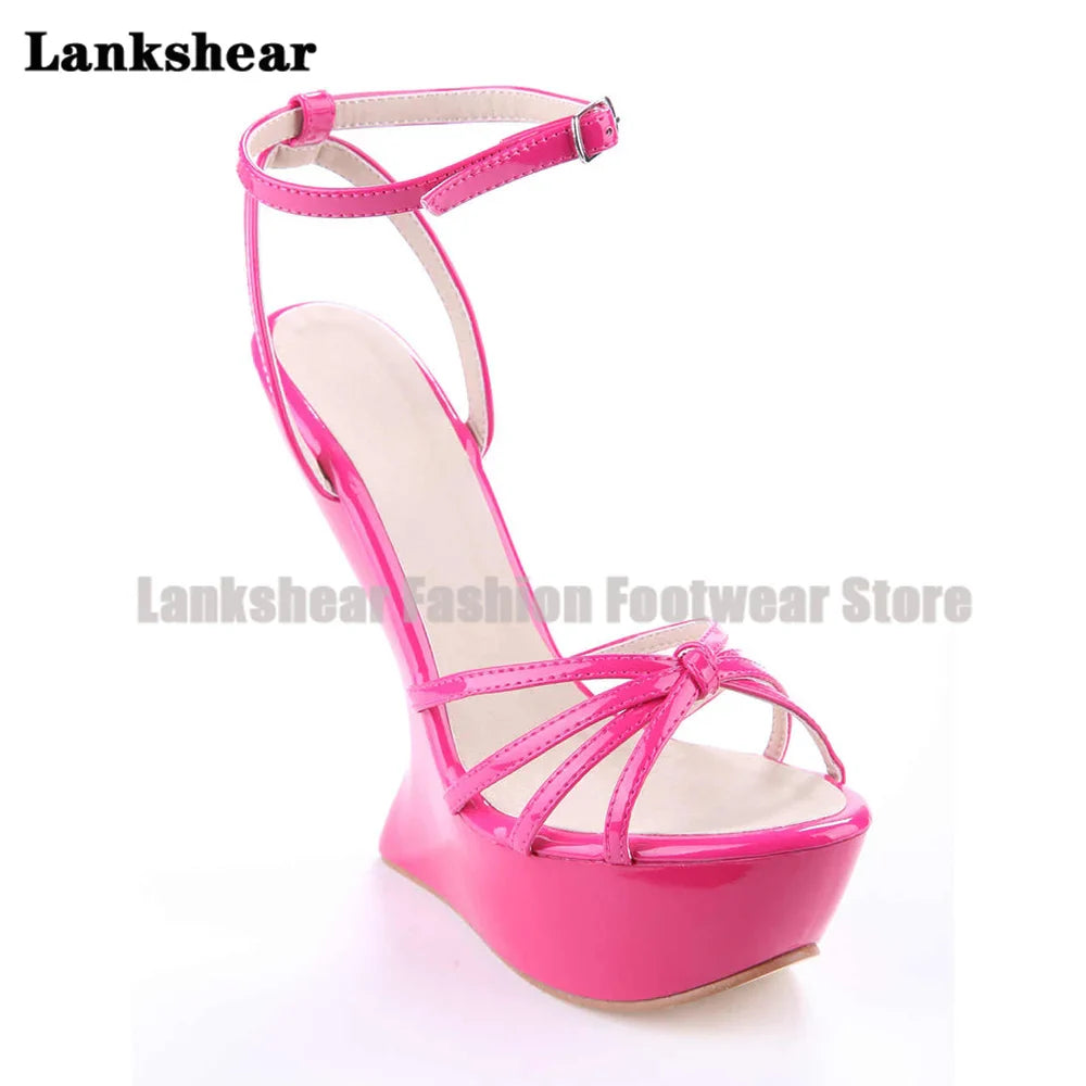 Platform Strange Style Sandals Women Candy Color Open Toe High Heels Pumps Ankle Buckle Strap Heels Sandalias Zapatos De Mujer