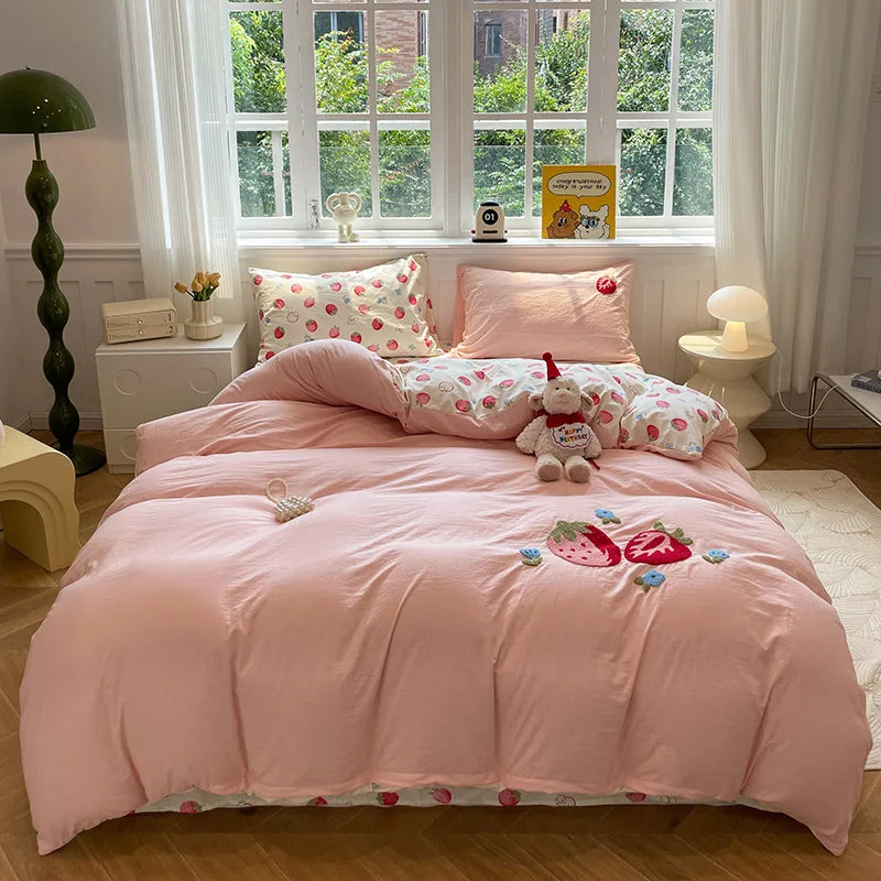 Cute Cat Bedding Set For adults kids Brown pink Lovely Bed Sheet set With Pillowcases Colorful King Queen Full size