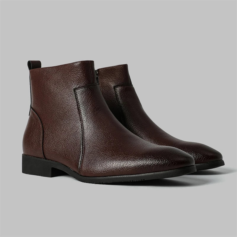 Winter New Men Business Boots Black Red Simple Slim Fit Soft Leather Boots Casual and Fashionable Chelsea Boots 38-46 Men Boots