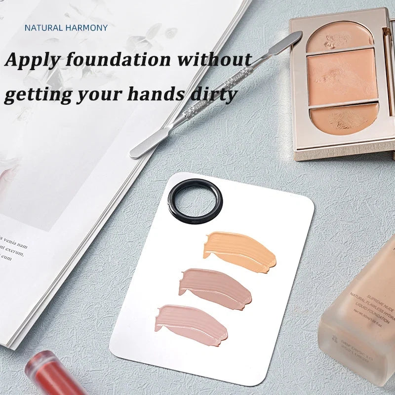 Makeup Mixing Palette Foundation Lipstick Eye Shadow Stainless Steel Mixer Palette with Spatula Mixing Stick Beauty Tools Nail-A