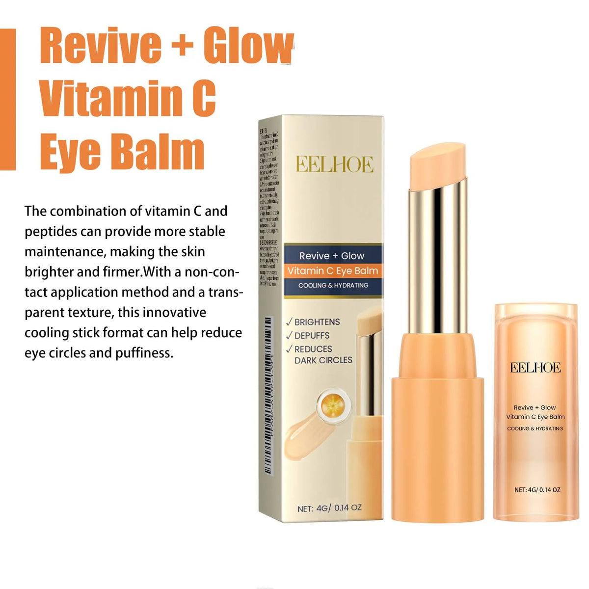 Vitamin C Eye Balm Moisturizing Eye Bag Removal Dark Circles Reduce Fine Lines Anti Puffiness Brightening Eye Cream Stick
