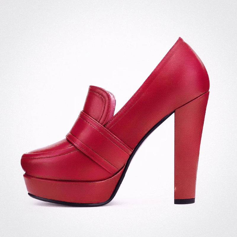 Round Toe High Heel Belt Buckle Women Single Shoes 2024 New Black Brown Spring Autumn Waterproof Platform High Heels Size 34-43
