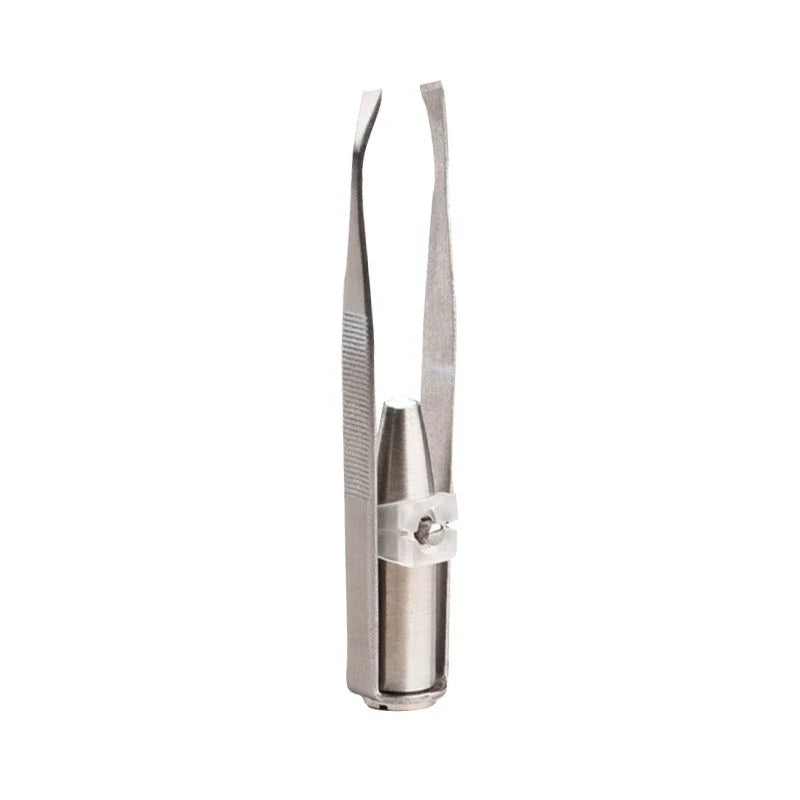 Portable Stainless Steel Led Make Up LED Light Eyelash Eyebrow Clip Tweezer Set Smart Design Hair Remove Tweezer Makeup Tool