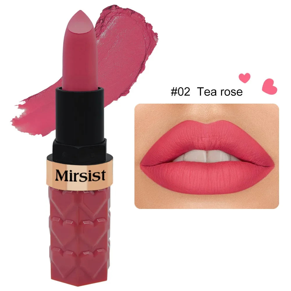 Matte Lipstick Nude Peach Brown Cherry Shades Velvety Smooth Long-Lasting Rich Pigment Waterproof Non-Stick Cup Lip Stick Makeup