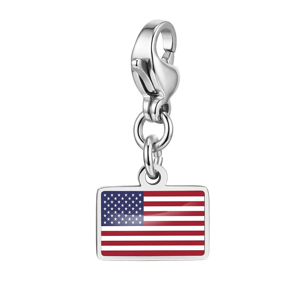 10mm Country Flag Charms Pendant Necklace Bracelet Keychain Bagchain Stainless Steel Jewelry A Commemorative Gift For A Friend