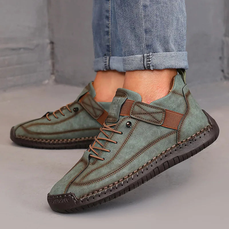 Boots Mid Top for Women British Style Retro Anti Slip Workwear Shoes Handmade Leather Loafers Casual Soft Soled Women Nude Boots