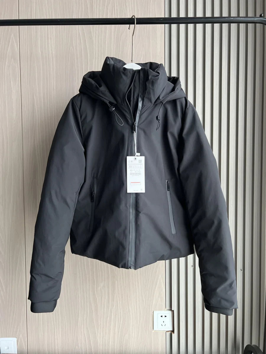 ETJ 2025 Autumn/Winter New women's short imitation wind waterproof hooded thick warm cotton jacket Outdoor coat 4749703