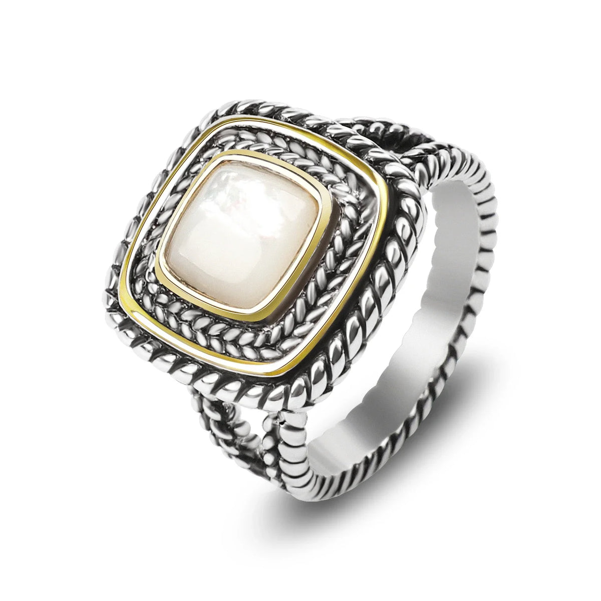 Designer Inspired Two Tone Statement Rings for Women 18K Gold Plated Fashion Brand Engagement Wedding Ring