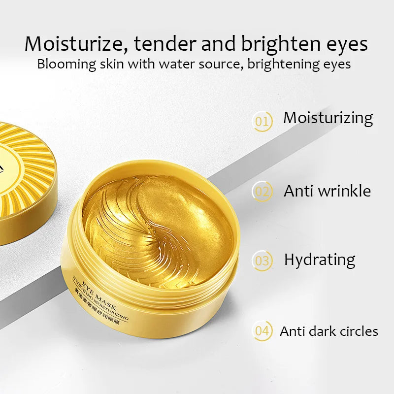 120pcs BIOAQUA Gold Crystal Collagen Eye Mask Anti Dark Circles Anti-Wrinkles Seaweed Moisturizing Eye Patches Eyes Skin Care