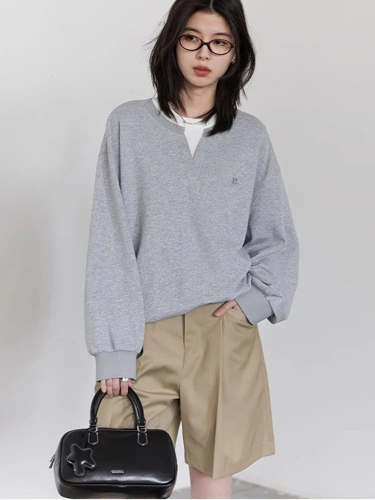 CHIC VEN Korean Women Sweatshirts Loose Casual New Contrast Splicing Hoodie Female Top Woman T Shirt Pullover Spring Autumn 2025