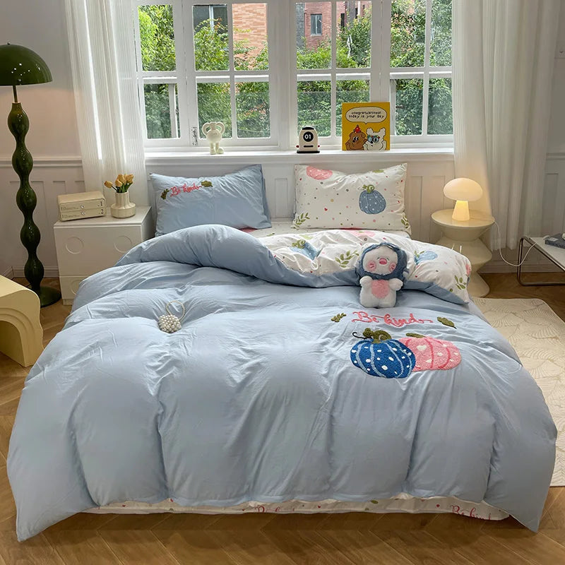 Cute Cat Bedding Set For adults kids Brown pink Lovely Bed Sheet set With Pillowcases Colorful King Queen Full size