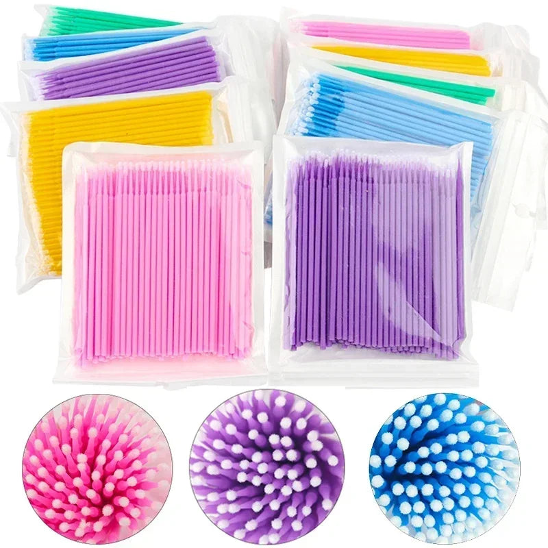 Brush Lash Extension 100Pcs Eyelash Cleaning Micro Cotton Swab Individual Eyelashes Microbrush Beauty Makeup Clean Remover Tools