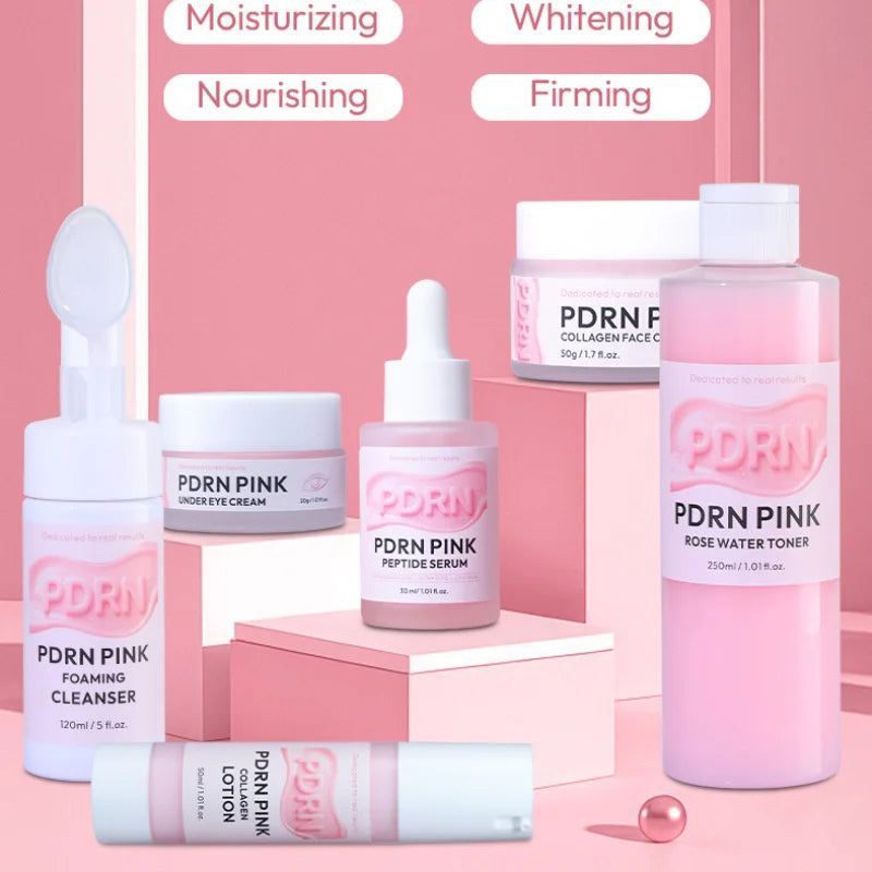 PDRN Pink Skincare Set Salmon Dna Collagen Vita Coating Mask Lift Firm Skin Make Skin Glow Moisturizing Nourishing Skincare Set