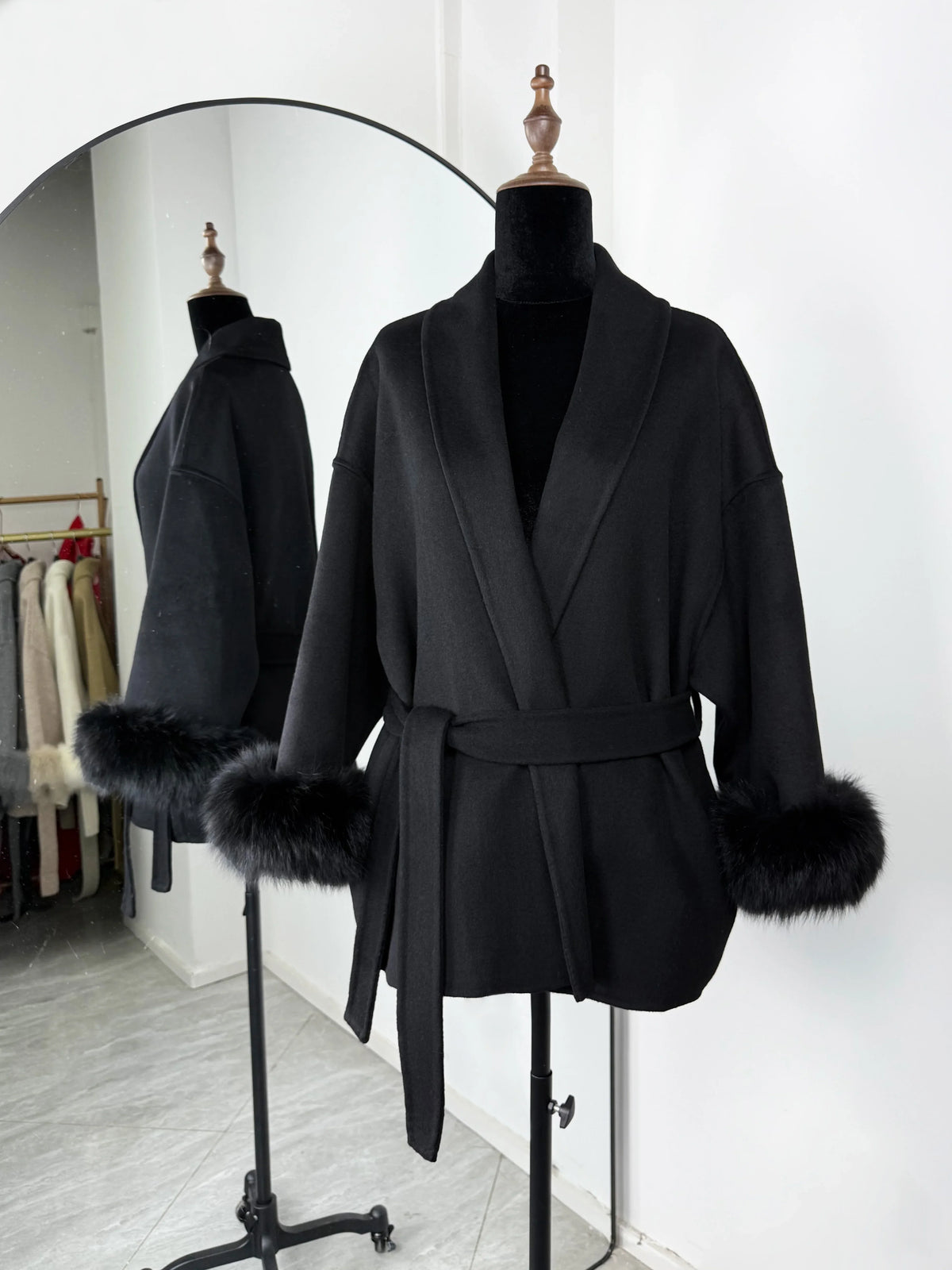 TARUXY Fox Fur Woolen Coats Women's Short Coat Office Lady Removable Elegant Double-sided Wool Overcoat 2025 New Cardigan Jacket