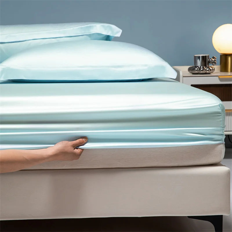 Luxury 100% Bamboo Bed Sheet Set with Fitted Sheets Flat Bedsheet Pillowcase Double Queen King Size Bedding Sets Smooth Silky