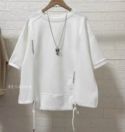 White Hoodie Women Long Sleeve Drawstring Casual Sweatshirts