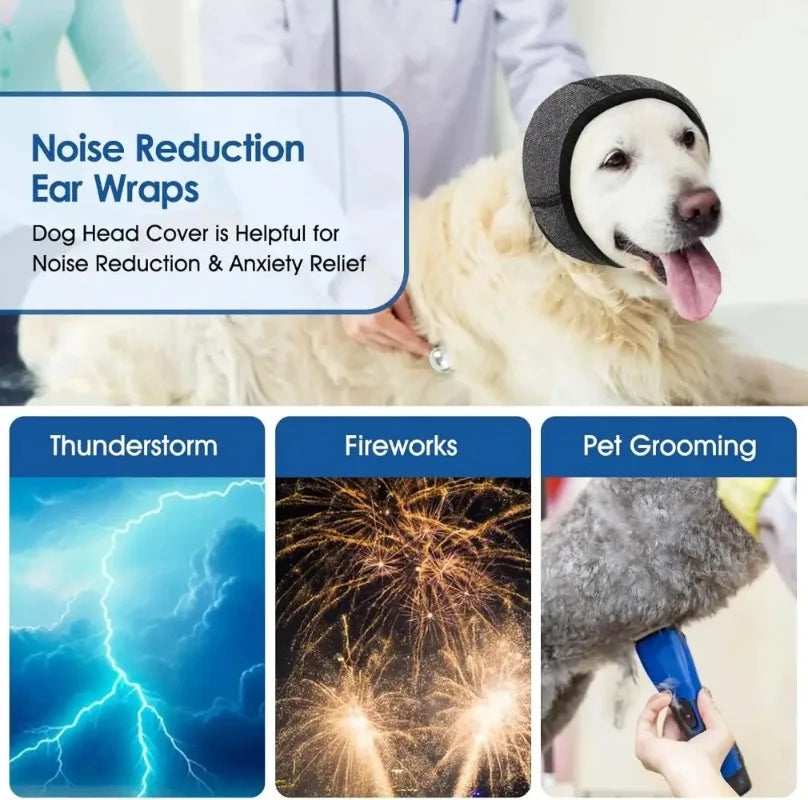 Waterproof Noise Cancelling Dog Ear Muffs for Swimming & Grooming - Calming Hood To Relieve Pet Anxiety & Prevent Shock
